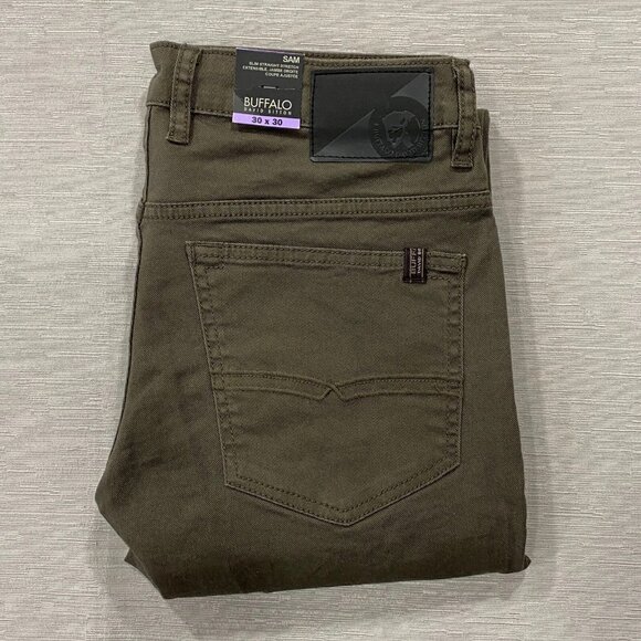 Buffalo David Bitton SAM Jeans Mens 30 x 30 Brown Denim Slim Fit Straight - Picture 1 of 13